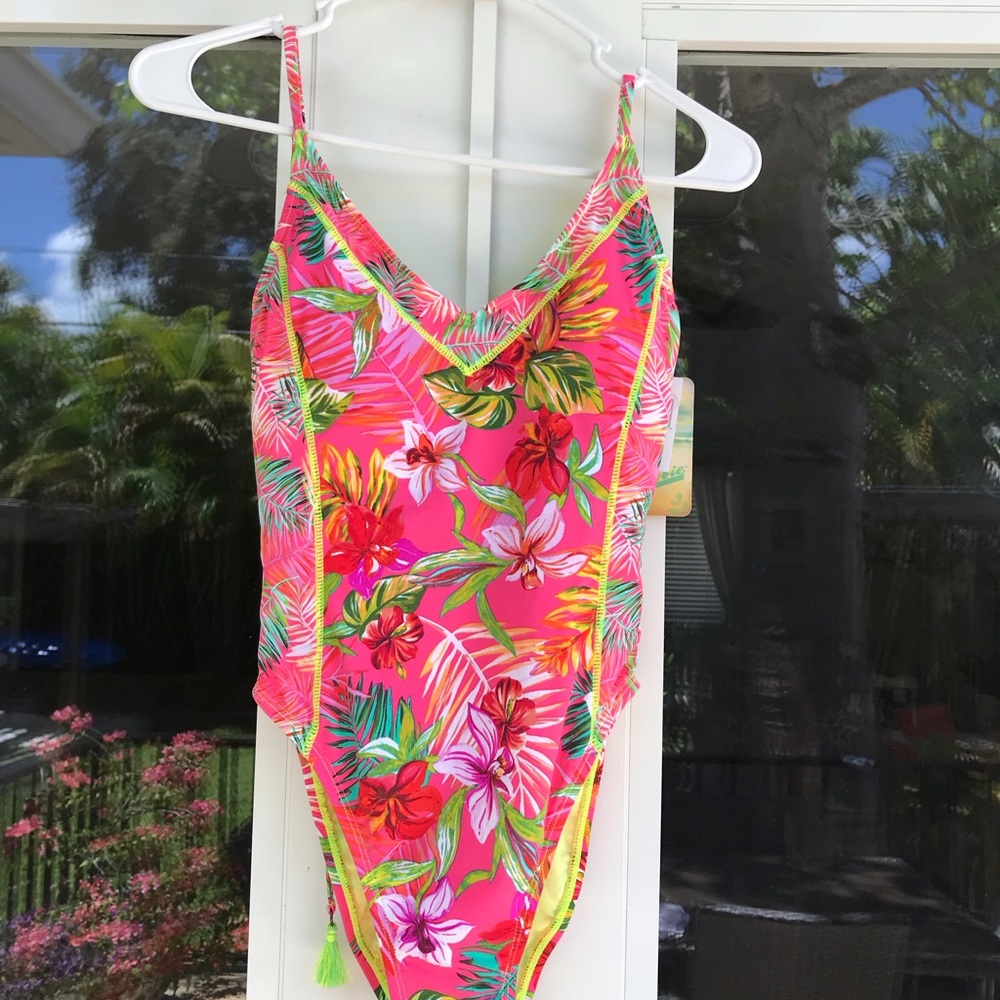 Hobie Tropical Print One Piece Swimsuit